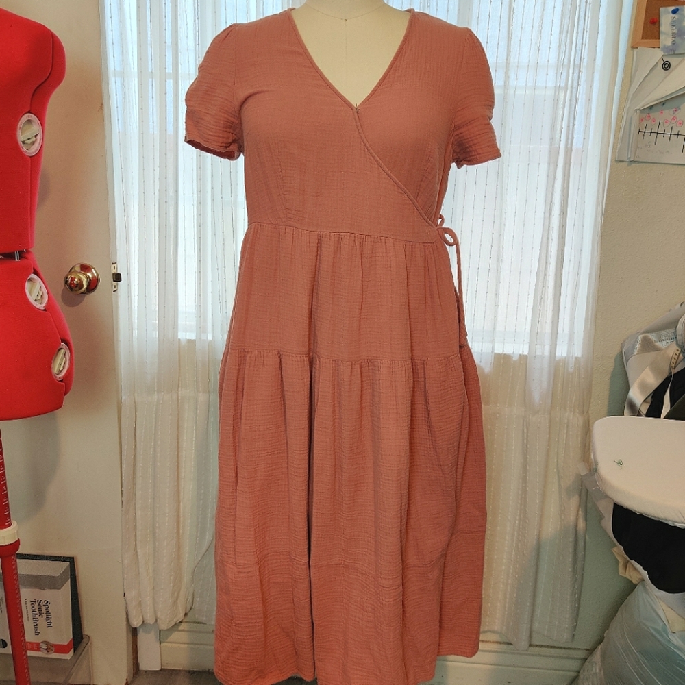 Wrap Around Clay Midi Dress